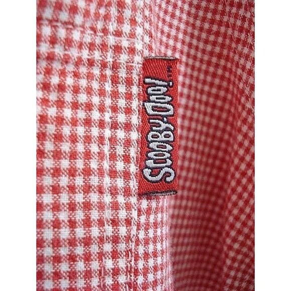 Scooby-Doo Shirt Cartoon Network Embroidered Button Up Red Checkered Size 22 - Picture 4 of 7